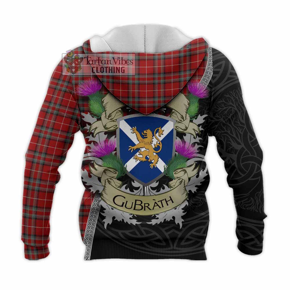 Tartan Vibes Clothing Stewart (Stuart) of Bute Tartan Family Crest Knitted Hoodie Lion Rampant Royal Thistle Shield Celtic Inspired