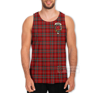 Stewart (Stuart) of Bute Tartan Men's Tank Top with Family Crest and Bearded Skull Holding Bottles of Whiskey - Tartan Vibes Clothing