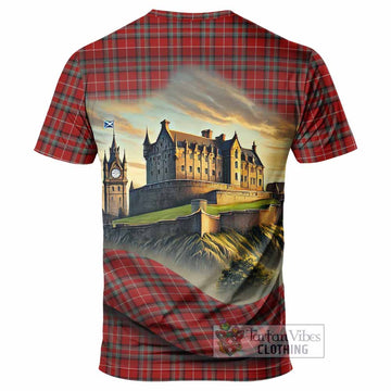 Stewart (Stuart) of Bute Tartan Family Crest T-Shirt with Scottish Ancient Castle Style - Tartan Vibes Clothing