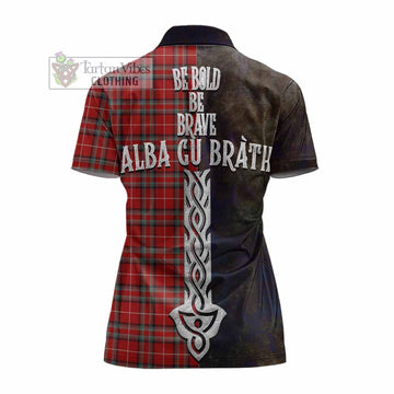 Stewart (Stuart) of Bute Tartan Family Crest Women's Polo Shirt Alba Gu Brath Be Brave Lion Ancient Style - Tartan Vibes Clothing