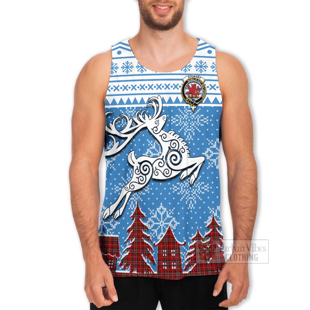 Stewart (Stuart) of Bute Clan Christmas Men's Tank Top Celtic Reindeer Style - Tartan Vibes Clothing