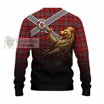 Stewart (Stuart) of Bute Crest Tartan Knitted Sweater with Golden Lion Emblem Celtic Style - Tartan Vibes Clothing