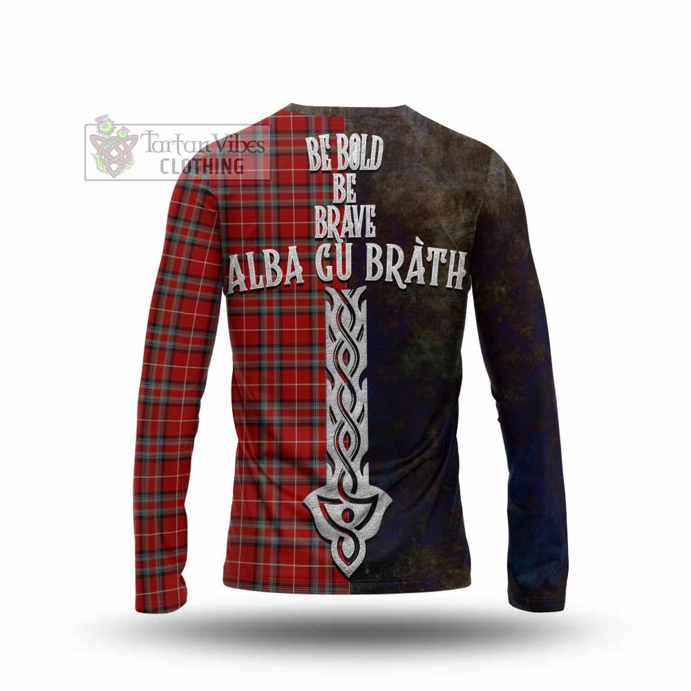 Tartan Vibes Clothing Stewart (Stuart) of Bute Tartan Family Crest Long Sleeve T-Shirt Alba Gu Brath Be Brave Lion Ancient Style