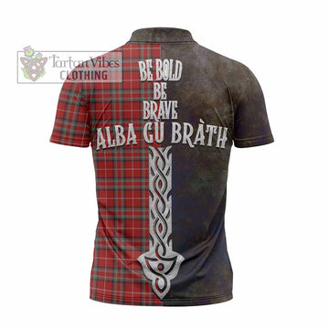 Stewart (Stuart) of Bute Tartan Family Crest Zipper Polo Shirt Alba Gu Brath Be Brave Lion Ancient Style - Tartan Vibes Clothing