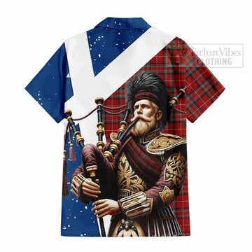 Stewart (Stuart) of Bute Tartan Hawaiian Shirt with Family Crest Scottish Bagpiper Vibes - Tartan Vibes Clothing