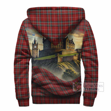 Stewart (Stuart) of Bute Tartan Family Crest Sherpa Hoodie with Scottish Ancient Castle Style - Tartan Vibes Clothing