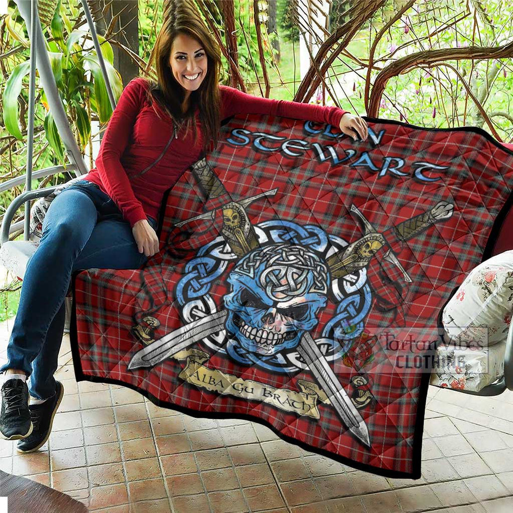 Stewart (Stuart) of Bute Tartan Quilt with Celtic Skull Alba Gu Brath Style - Tartan Vibes Clothing