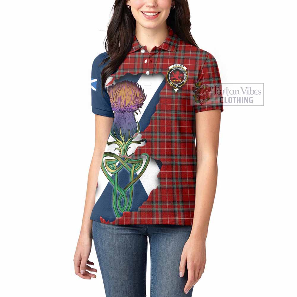 Tartan Vibes Clothing Stewart (Stuart) of Bute Tartan Family Crest Women's Polo Shirt Scottish Thistle Celtic Inspired