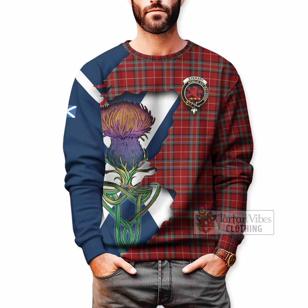 Tartan Vibes Clothing Stewart (Stuart) of Bute Tartan Family Crest Sweatshirt Scottish Thistle Celtic Inspired