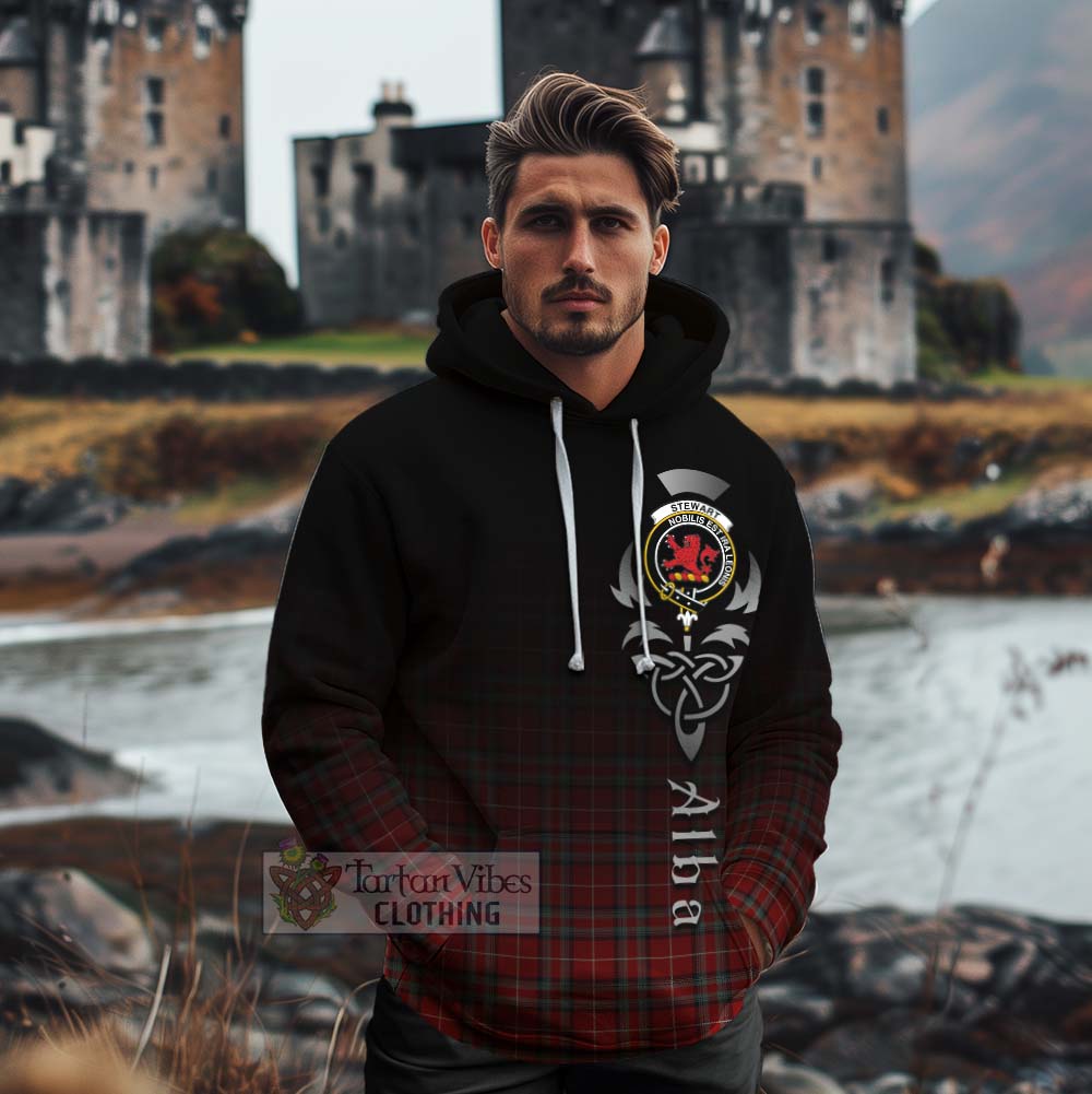 Tartan Vibes Clothing Stewart (Stuart) of Bute Tartan Cotton Hoodie Featuring Alba Gu Brath Family Crest Celtic Inspired
