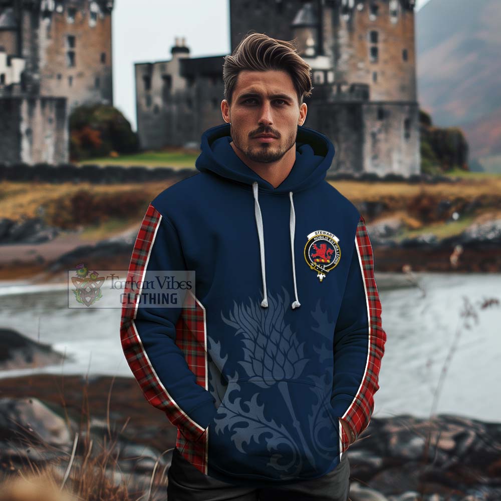 Tartan Vibes Clothing Stewart (Stuart) of Bute Tartan Cotton Hoodie with Family Crest and Scottish Thistle Vibes Sport Style