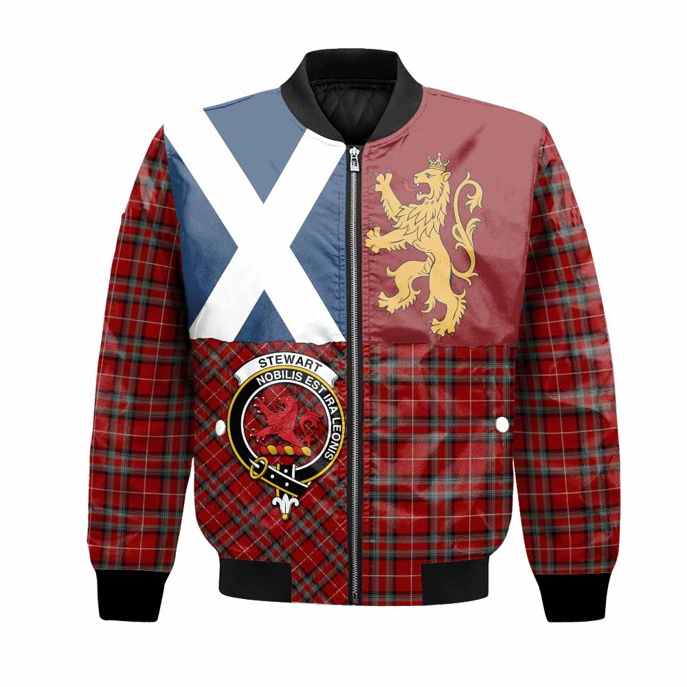 Stewart (Stuart) of Bute Crest Tartan Bomber Jacket with Lion Rampant Saltire Style