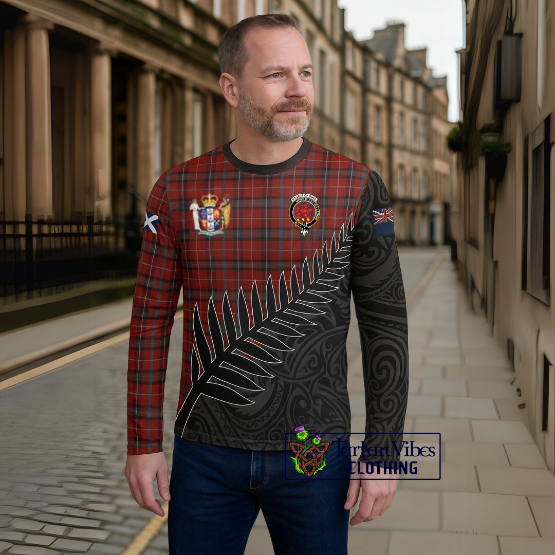 Stewart (Stuart) of Bute Crest Tartan Long Sleeve T-Shirt with New Zealand Silver Fern Half Style