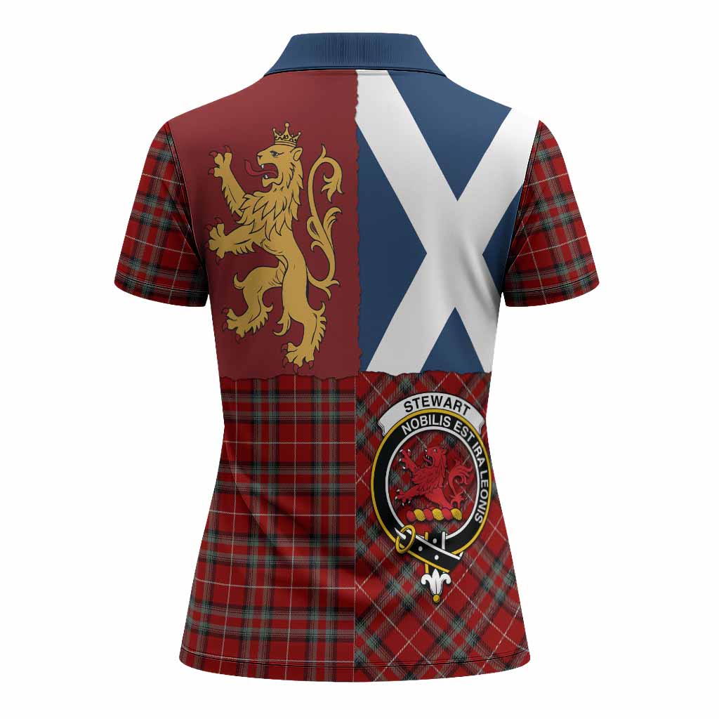 Stewart (Stuart) of Bute Crest Tartan Women Polo Shirt with Lion Rampant Saltire Style