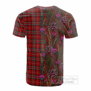 Stewart (Stuart) of Bute Family Crest Tartan Cotton T-shirt Scottish Thistle Flower Pattern Half Style - Tartan Vibes Clothing