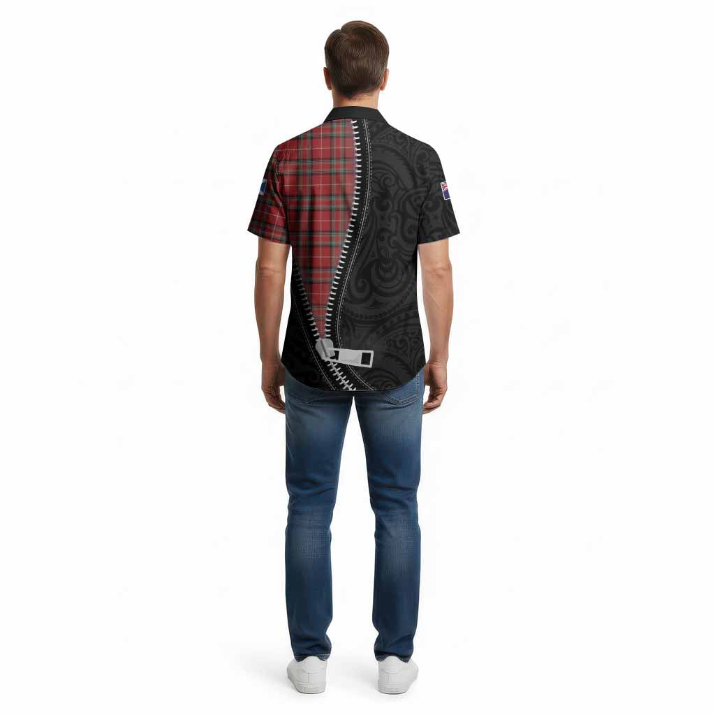 Stewart (Stuart) of Bute Tartan Cotton Hawaiian Shirt New Zealand Pattern Unique Zipper Stylized