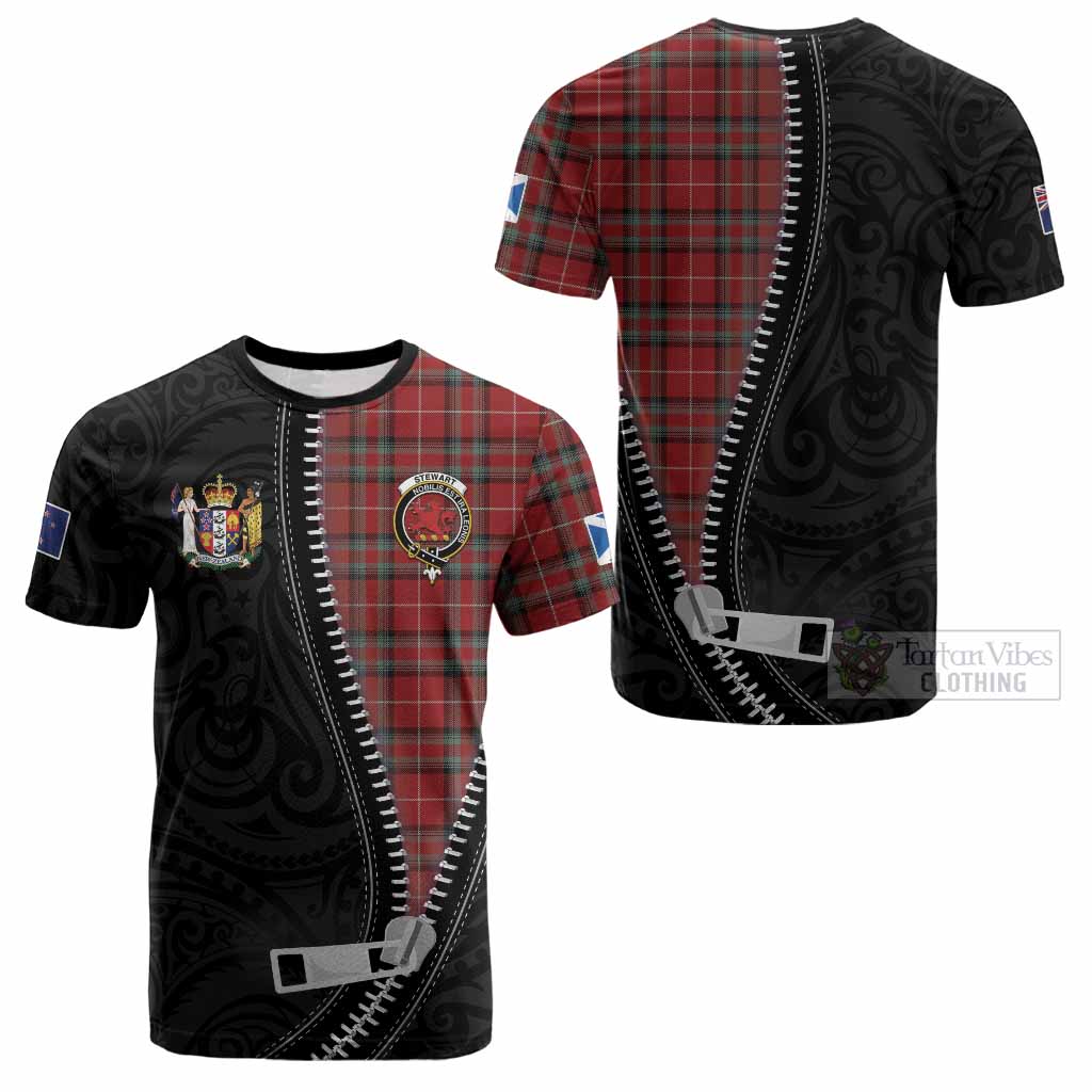 Stewart (Stuart) of Bute Tartan Cotton T-shirt New Zealand Pattern Unique Zipper Stylized