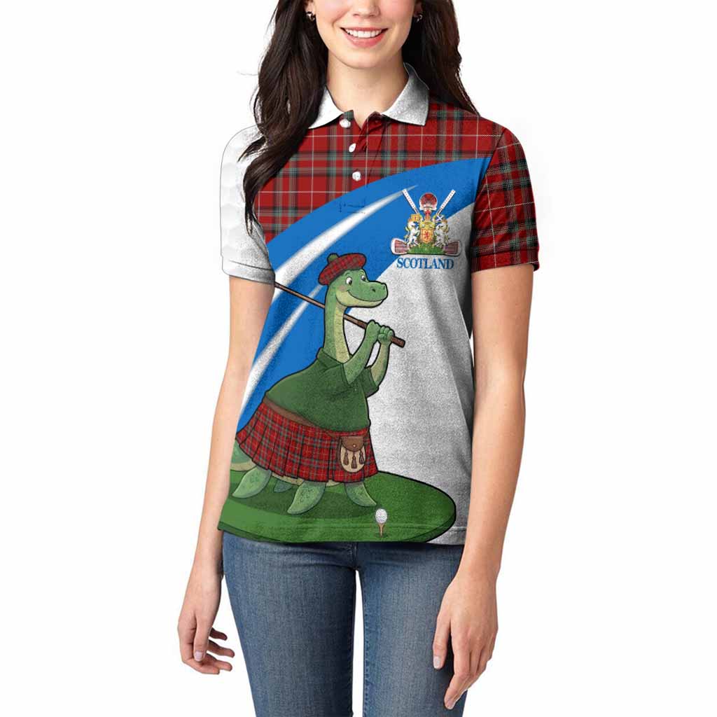 Stewart (Stuart) of Bute Tartan Crest Golf Nessie Women Polo Shirt Loch Ness Monster Sporty Style