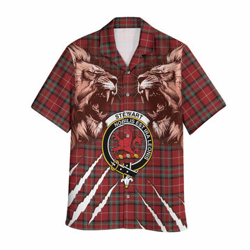 Stewart (Stuart) of Bute Tartan Crest Hawaiian Shirt Ferocious Lion Style