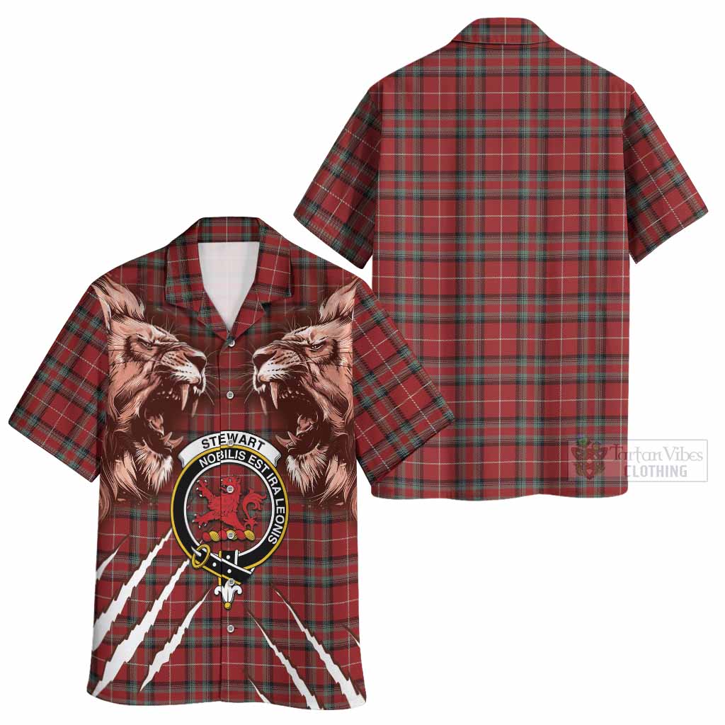 Stewart (Stuart) of Bute Tartan Crest Hawaiian Shirt Ferocious Lion Style