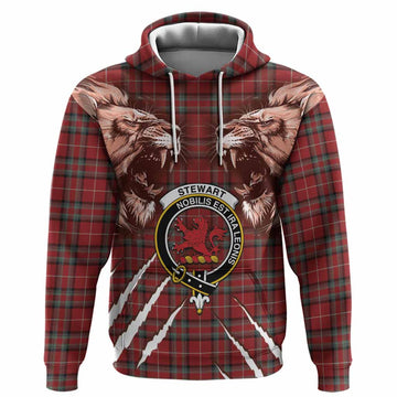 Stewart (Stuart) of Bute Tartan Crest Hoodie Ferocious Lion Style