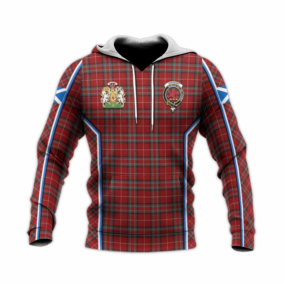 Stewart (Stuart) of Bute Tartan Crest Knitted Hoodie Scotland Coat of Arm Flag Style - Tartan Vibes Clothing