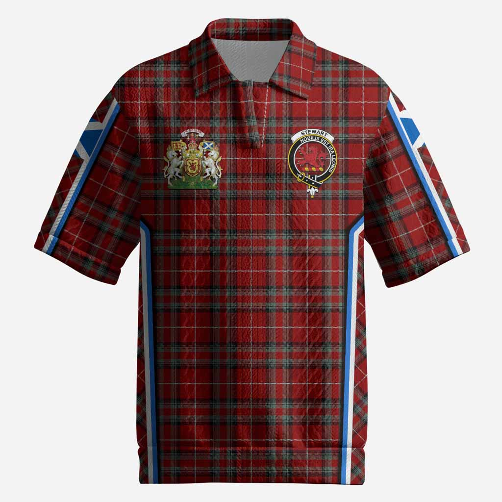 Stewart (Stuart) of Bute Tartan Crest Men’s Polo Sweater Top Scotland Coat of Arm Flag Style