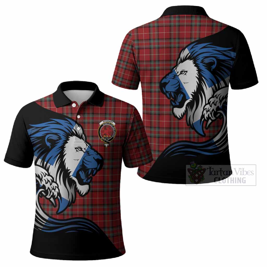 Stewart (Stuart) of Bute Tartan Crest Polo Shirt Scottish Golden Lions Wave Flow