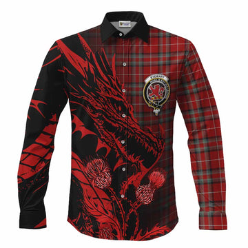 Stewart (Stuart) of Bute Tartan Crest Scottish Long Sleeve Button Shirts Dragon and Thistle