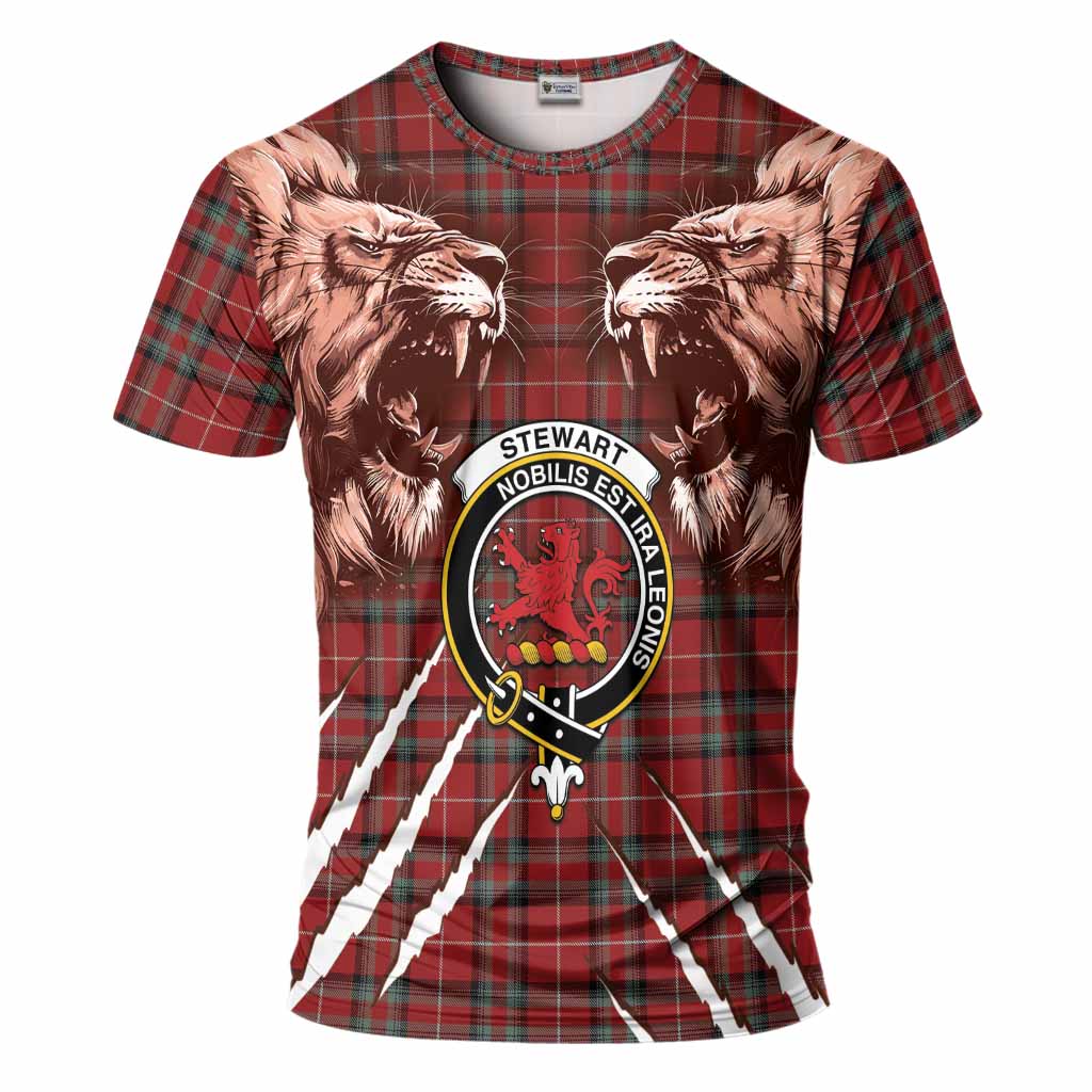 Stewart (Stuart) of Bute Tartan Crest T-Shirt Ferocious Lion Style
