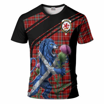 Stewart (Stuart) of Bute Tartan Crest T-Shirt Scottish Lion Rampant Thistle