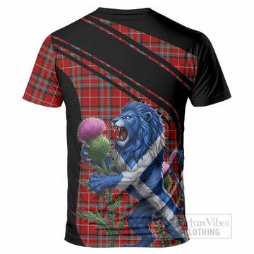 Stewart (Stuart) of Bute Tartan Crest T-Shirt Scottish Lion Rampant Thistle