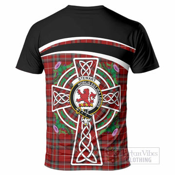 Stewart (Stuart) of Bute Tartan Crest T-Shirt Scottish Thistle Celtic Cross Alba Gu Brath