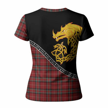 Stewart (Stuart) of Bute Tartan Crest Women T shirt Legendary Dragon Knot Half Style