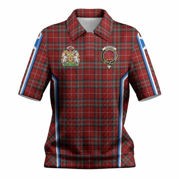 Stewart (Stuart) of Bute Tartan Crest Women’s Polo Sweater Top Scotland Coat of Arm Flag Style