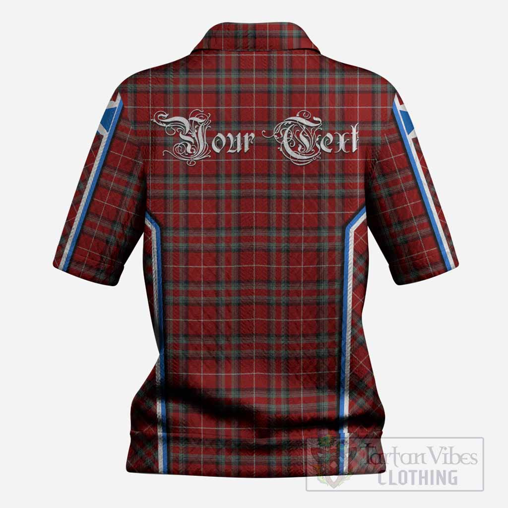 Stewart (Stuart) of Bute Tartan Crest Women’s Polo Sweater Top Scotland Coat of Arm Flag Style