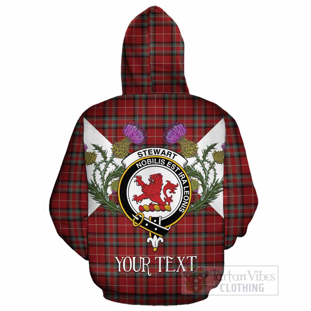 Stewart (Stuart) of Bute Tartan Family Crest Cotton Hoodie Scottish Burns Night Thistle Floral