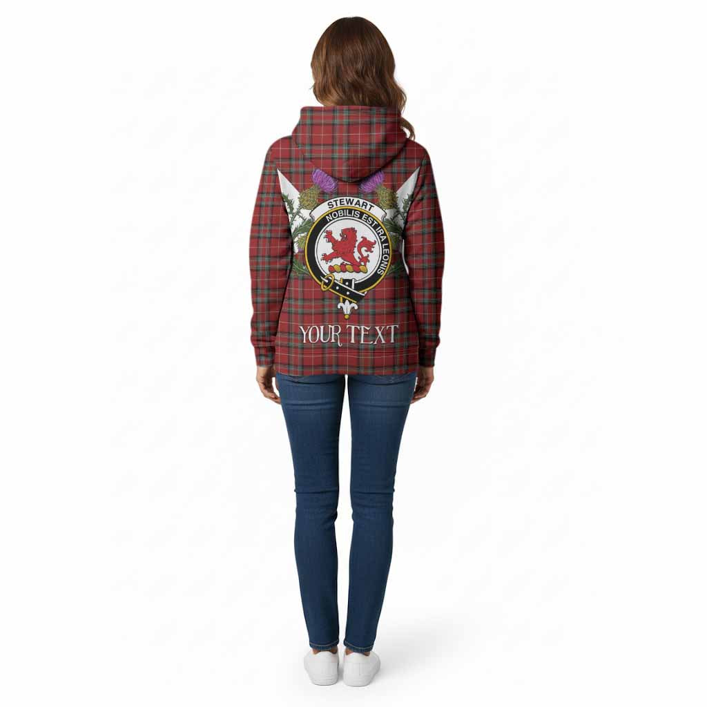 Stewart (Stuart) of Bute Tartan Family Crest Cotton Hoodie Scottish Burns Night Thistle Floral