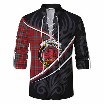 Stewart (Stuart) of Bute Tartan Family Crest Ghillie Kilt Shirt Celtic Scottish Thistle Floral