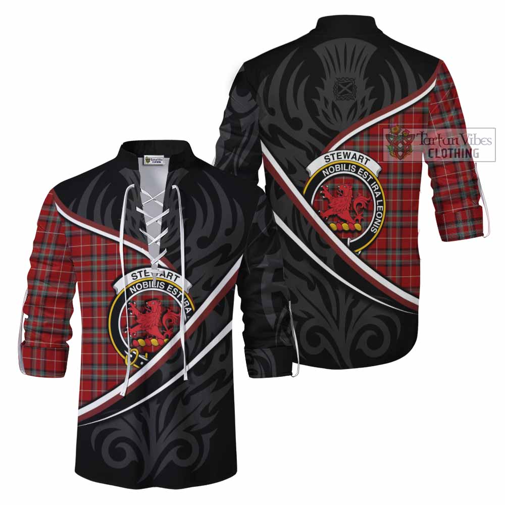Stewart (Stuart) of Bute Tartan Family Crest Ghillie Kilt Shirt Celtic Scottish Thistle Floral - Tartan Vibes Clothing