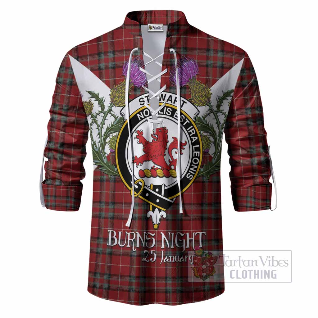 Stewart (Stuart) of Bute Tartan Family Crest Ghillie Shirt Scottish Burns Night Thistle Floral