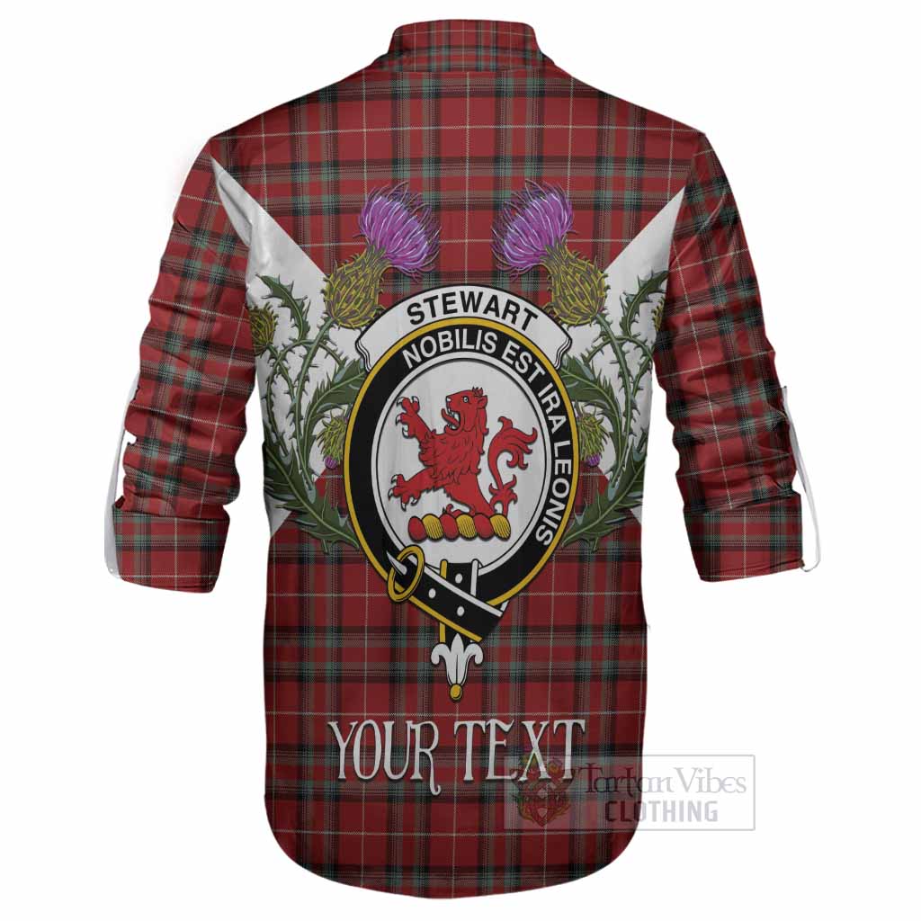 Stewart (Stuart) of Bute Tartan Family Crest Ghillie Shirt Scottish Burns Night Thistle Floral