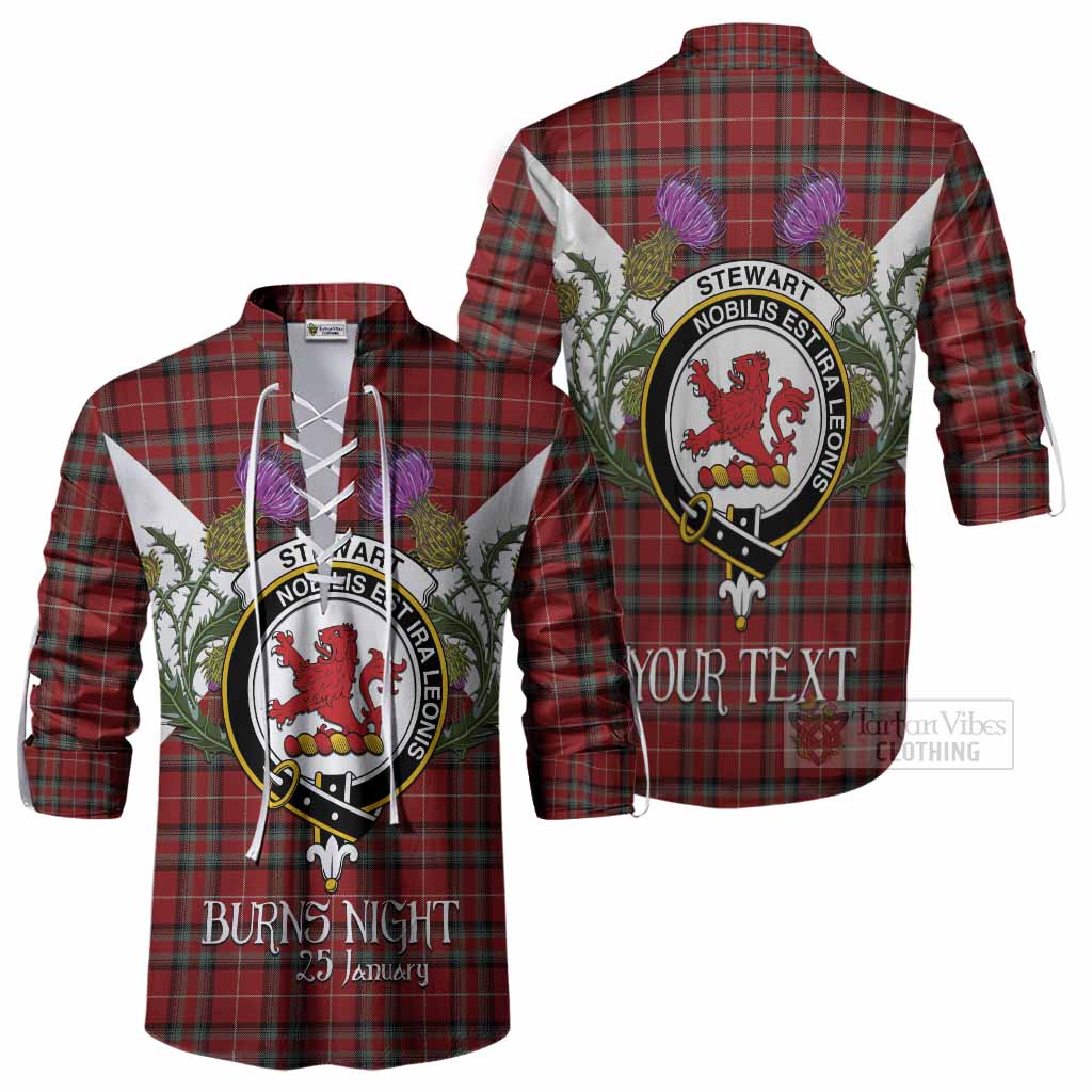 Stewart (Stuart) of Bute Tartan Family Crest Ghillie Shirt Scottish Burns Night Thistle Floral