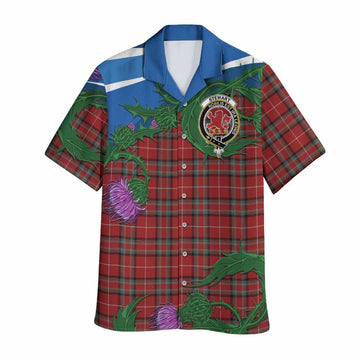 Stewart (Stuart) of Bute Tartan Family Crest Hawaiian Shirt Thistle in Minimalism Kid - Tartan Vibes Clothing