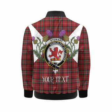 Stewart (Stuart) of Bute Tartan Family Crest Kid Bomber Jacket Scottish Burns Night Thistle Floral