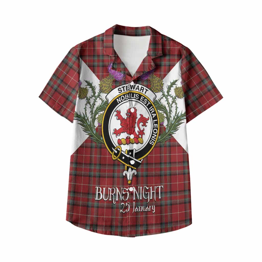 Stewart (Stuart) of Bute Tartan Family Crest Kid Hawaiian Shirt Scottish Burns Night Thistle Floral