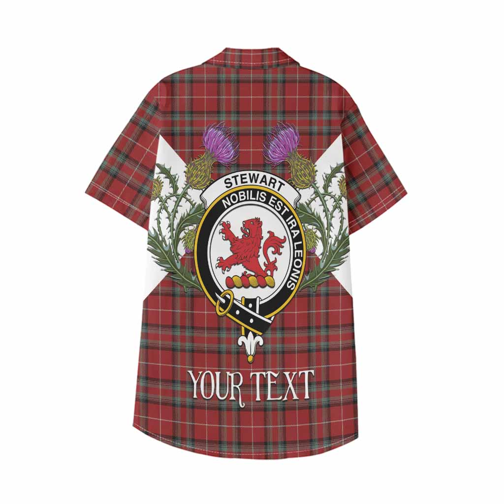 Stewart (Stuart) of Bute Tartan Family Crest Kid Hawaiian Shirt Scottish Burns Night Thistle Floral