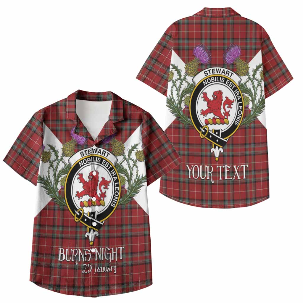 Stewart (Stuart) of Bute Tartan Family Crest Kid Hawaiian Shirt Scottish Burns Night Thistle Floral