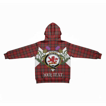 Stewart (Stuart) of Bute Tartan Family Crest Kid Hoodie Scottish Burns Night Thistle Floral