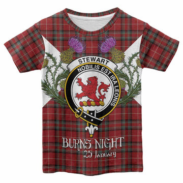 Stewart (Stuart) of Bute Tartan Family Crest Kid T-shirt Scottish Burns Night Thistle Floral